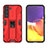 Silicone Matte Finish and Plastic Back Cover Case with Magnetic Stand A03 for Samsung Galaxy S21 5G Red