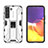 Silicone Matte Finish and Plastic Back Cover Case with Magnetic Stand A03 for Samsung Galaxy S21 Plus 5G