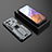 Silicone Matte Finish and Plastic Back Cover Case with Magnetic Stand A03 for Xiaomi Mi 11 Pro 5G Gray