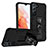 Silicone Matte Finish and Plastic Back Cover Case with Magnetic Stand A04 for Samsung Galaxy S21 Plus 5G Black