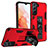 Silicone Matte Finish and Plastic Back Cover Case with Magnetic Stand A04 for Samsung Galaxy S21 Plus 5G Red