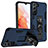 Silicone Matte Finish and Plastic Back Cover Case with Magnetic Stand A04 for Samsung Galaxy S22 5G