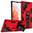 Silicone Matte Finish and Plastic Back Cover Case with Magnetic Stand A04 for Samsung Galaxy S23 Ultra 5G Red