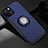 Silicone Matte Finish and Plastic Back Cover Case with Magnetic Stand A08 for Apple iPhone 14