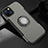 Silicone Matte Finish and Plastic Back Cover Case with Magnetic Stand A08 for Apple iPhone 14 Gray