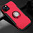 Silicone Matte Finish and Plastic Back Cover Case with Magnetic Stand A08 for Apple iPhone 14 Red