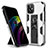 Silicone Matte Finish and Plastic Back Cover Case with Magnetic Stand for Apple iPhone 12