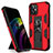 Silicone Matte Finish and Plastic Back Cover Case with Magnetic Stand for Apple iPhone 12