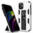 Silicone Matte Finish and Plastic Back Cover Case with Magnetic Stand for Apple iPhone 12