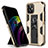 Silicone Matte Finish and Plastic Back Cover Case with Magnetic Stand for Apple iPhone 12 Mini