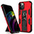 Silicone Matte Finish and Plastic Back Cover Case with Magnetic Stand for Apple iPhone 12 Pro