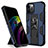 Silicone Matte Finish and Plastic Back Cover Case with Magnetic Stand for Apple iPhone 12 Pro
