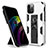 Silicone Matte Finish and Plastic Back Cover Case with Magnetic Stand for Apple iPhone 12 Pro