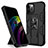 Silicone Matte Finish and Plastic Back Cover Case with Magnetic Stand for Apple iPhone 12 Pro Black