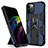 Silicone Matte Finish and Plastic Back Cover Case with Magnetic Stand for Apple iPhone 12 Pro Max