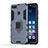 Silicone Matte Finish and Plastic Back Cover Case with Magnetic Stand for Huawei Enjoy 8 Plus Blue