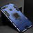 Silicone Matte Finish and Plastic Back Cover Case with Magnetic Stand for Huawei Enjoy 8e Blue