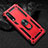Silicone Matte Finish and Plastic Back Cover Case with Magnetic Stand for Huawei P30 Red