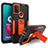 Silicone Matte Finish and Plastic Back Cover Case with Magnetic Stand for Motorola Moto G10 Orange