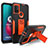 Silicone Matte Finish and Plastic Back Cover Case with Magnetic Stand for Motorola Moto G10 Power Orange