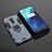 Silicone Matte Finish and Plastic Back Cover Case with Magnetic Stand for OnePlus 7T Pro