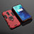 Silicone Matte Finish and Plastic Back Cover Case with Magnetic Stand for OnePlus 7T Pro