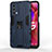 Silicone Matte Finish and Plastic Back Cover Case with Magnetic Stand for OnePlus Nord N200 5G