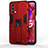 Silicone Matte Finish and Plastic Back Cover Case with Magnetic Stand for OnePlus Nord N200 5G Red