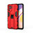 Silicone Matte Finish and Plastic Back Cover Case with Magnetic Stand for Oppo A94 4G Red