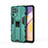 Silicone Matte Finish and Plastic Back Cover Case with Magnetic Stand for Oppo F19 Pro Green