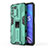 Silicone Matte Finish and Plastic Back Cover Case with Magnetic Stand for Oppo K9S 5G Green