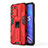 Silicone Matte Finish and Plastic Back Cover Case with Magnetic Stand for Oppo K9S 5G Red
