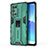 Silicone Matte Finish and Plastic Back Cover Case with Magnetic Stand for Oppo Reno6 Pro 5G Green