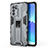 Silicone Matte Finish and Plastic Back Cover Case with Magnetic Stand for Oppo Reno6 Pro 5G India