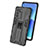 Silicone Matte Finish and Plastic Back Cover Case with Magnetic Stand for Oppo Reno6 Pro 5G India Black