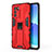 Silicone Matte Finish and Plastic Back Cover Case with Magnetic Stand for Oppo Reno6 Pro 5G India Red