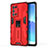 Silicone Matte Finish and Plastic Back Cover Case with Magnetic Stand for Oppo Reno6 Pro 5G Red