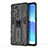 Silicone Matte Finish and Plastic Back Cover Case with Magnetic Stand for Oppo Reno6 Pro+ Plus 5G