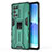 Silicone Matte Finish and Plastic Back Cover Case with Magnetic Stand for Oppo Reno6 Pro+ Plus 5G Green