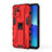 Silicone Matte Finish and Plastic Back Cover Case with Magnetic Stand for Oppo Reno6 Z 5G Red
