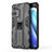 Silicone Matte Finish and Plastic Back Cover Case with Magnetic Stand for Oppo Reno7 5G