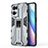 Silicone Matte Finish and Plastic Back Cover Case with Magnetic Stand for Oppo Reno7 Pro 5G