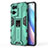 Silicone Matte Finish and Plastic Back Cover Case with Magnetic Stand for Oppo Reno7 Pro 5G Green
