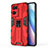 Silicone Matte Finish and Plastic Back Cover Case with Magnetic Stand for Oppo Reno7 Pro 5G Red