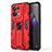 Silicone Matte Finish and Plastic Back Cover Case with Magnetic Stand for Oppo Reno8 5G Red