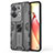 Silicone Matte Finish and Plastic Back Cover Case with Magnetic Stand for Oppo Reno8 Pro 5G