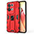 Silicone Matte Finish and Plastic Back Cover Case with Magnetic Stand for Oppo Reno8 Pro 5G Red