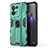 Silicone Matte Finish and Plastic Back Cover Case with Magnetic Stand for Oppo Reno9 5G