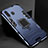 Silicone Matte Finish and Plastic Back Cover Case with Magnetic Stand for Samsung Galaxy A60 Blue