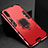 Silicone Matte Finish and Plastic Back Cover Case with Magnetic Stand for Samsung Galaxy A70 Red